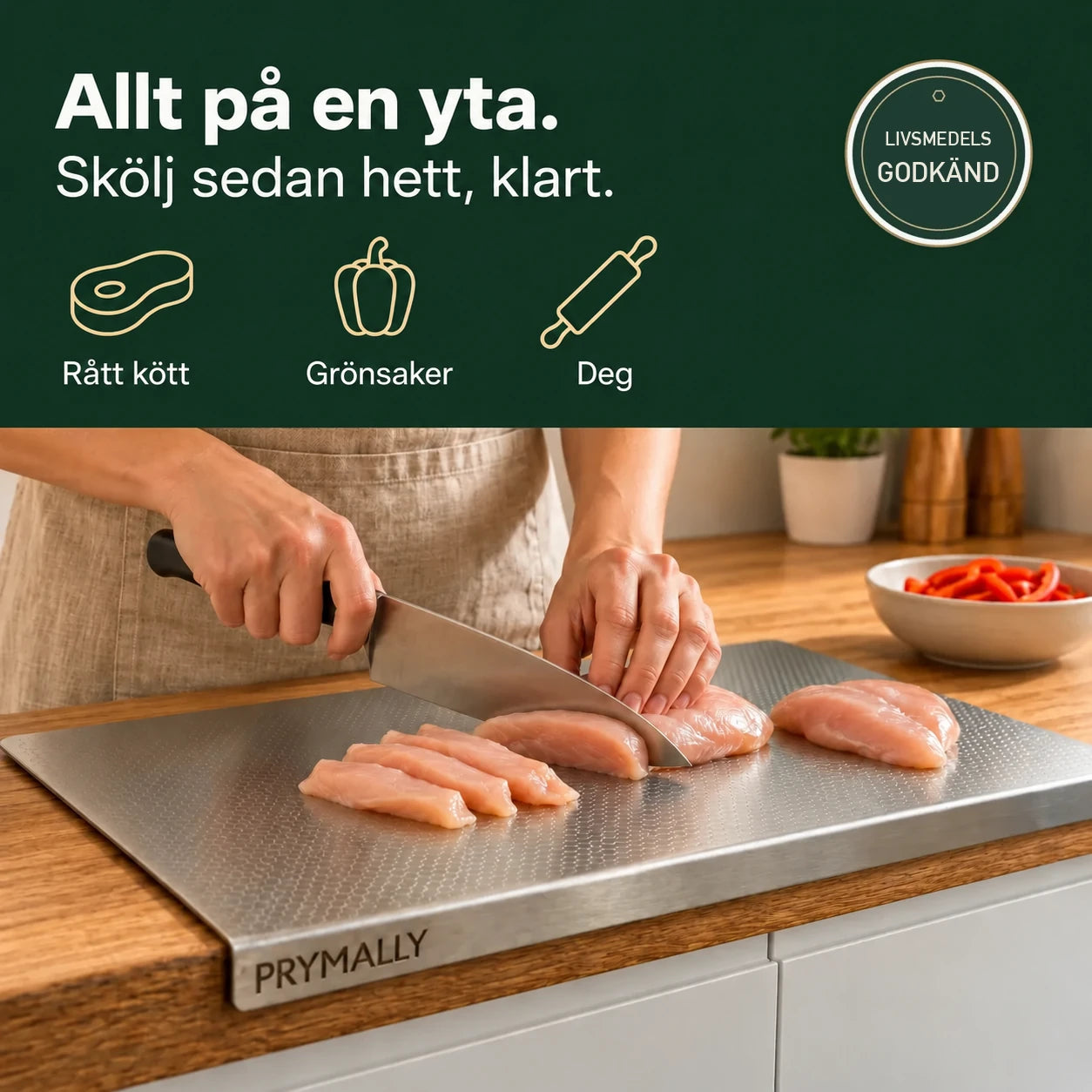 Rått kött, grönsaker och deg på en yta